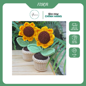 Chậu Hoa Len Hướng Dương Mini Handmade